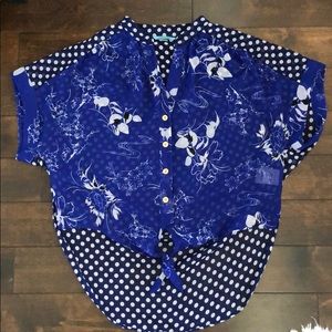 Anthropologie Leifnotes flower & polkadots top